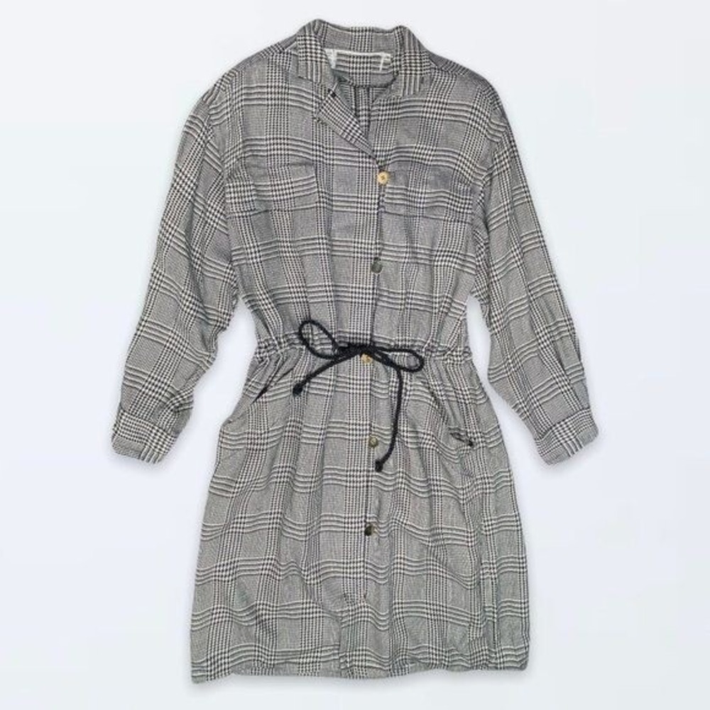 Vintage 90s Houndstooth Long Sleeve Dress 10‎ Office Wear